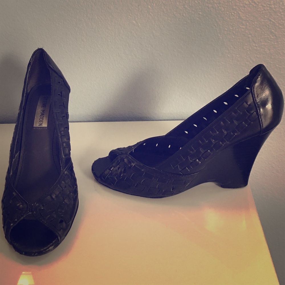 Black Steve Madden wedge heels